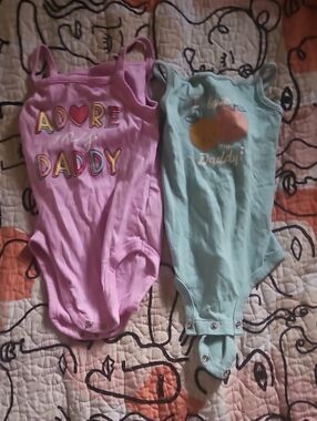 Various Brands Pink & Light Blue Sleeveless One-Piece Bodysuits - Daddy Graphics